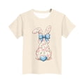 thumbnail image 4 of Blusas y camisas de manga corta con cuello redondo Camiseta estampada de manga corta de Pascua para niños Cuello redondo Manga corta Casual Versátil Para niñas Niños Top de poliéster, 4 of 5