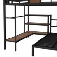 thumbnail image 6 of Yoneston Queen Over Twin Bunk Bed with Storage Tank On Upper Bed, Lower Bed with Hangers and Storage Shelves, Space-Saving/Noise Reduced, Black, 6 of 7