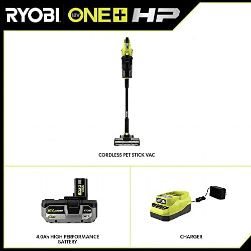 Pacroban ONE+ HP 18V Brushless Cordless Pet Stick Vacuum Cleaner Kit with 4.0 Ah HIGH Performance Battery and Charger