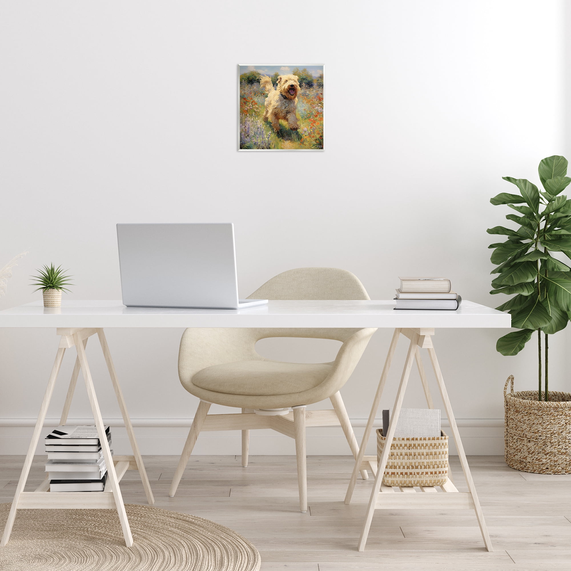Stupell Industries Happy Running Terrier Dog Animals & Insects Painting Unframed Art Print Wall Art, 12 x 12