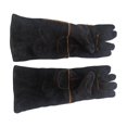 thumbnail image 3 of Guantes de cuero reforzado para manipulación de animales, suministros para mascotas, protección para loros Negro y L, 3 of 9