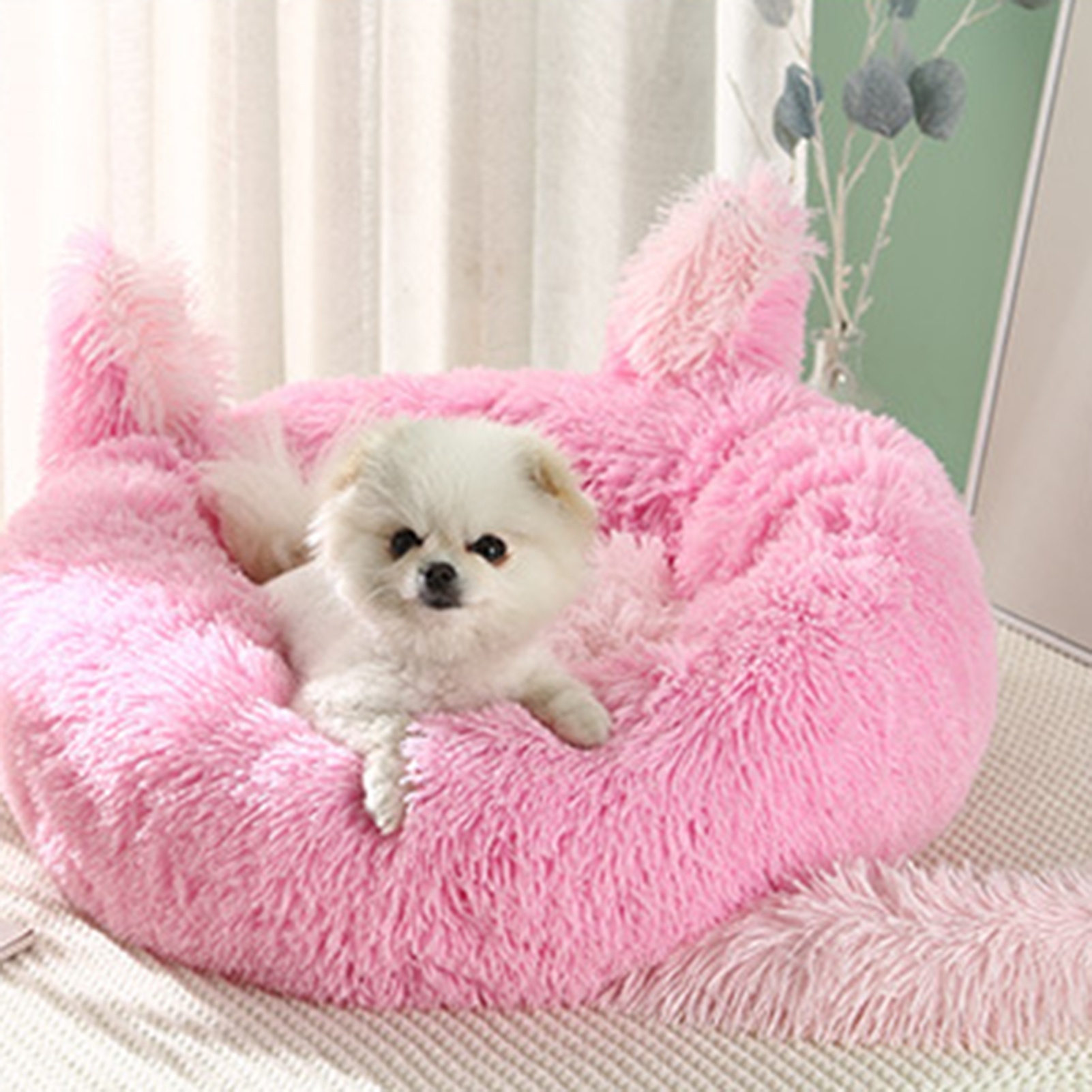 StarBay Pet Pad Soft Fully Filling Big Space Cartoon Comfortable Keep Warm Plush Rabbit Ear for Autumn Pet Bed