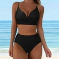 thumbnail image 2 of Wioihee Women High Waisted Bikini Sets Two Piece Swimsuit Push Up Twist Front Ruched Bathing Suit Black 10(XL), 2 of 6