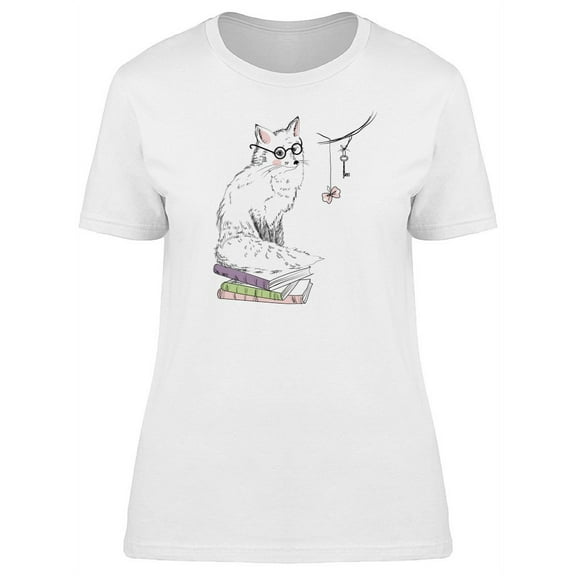 Fox Sittin On Books T-Shirt Women -Image by Shutterstock, Female XX-Large