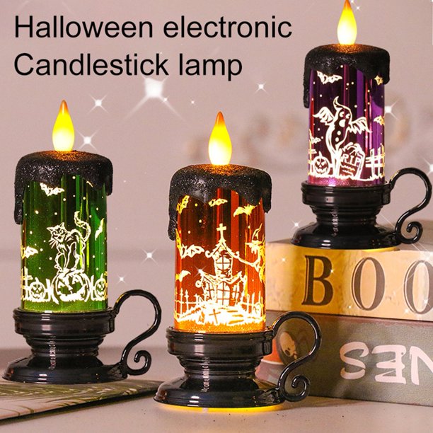 Halloween Flameless Candle Simulation Wine Glass Candlestick Lamp