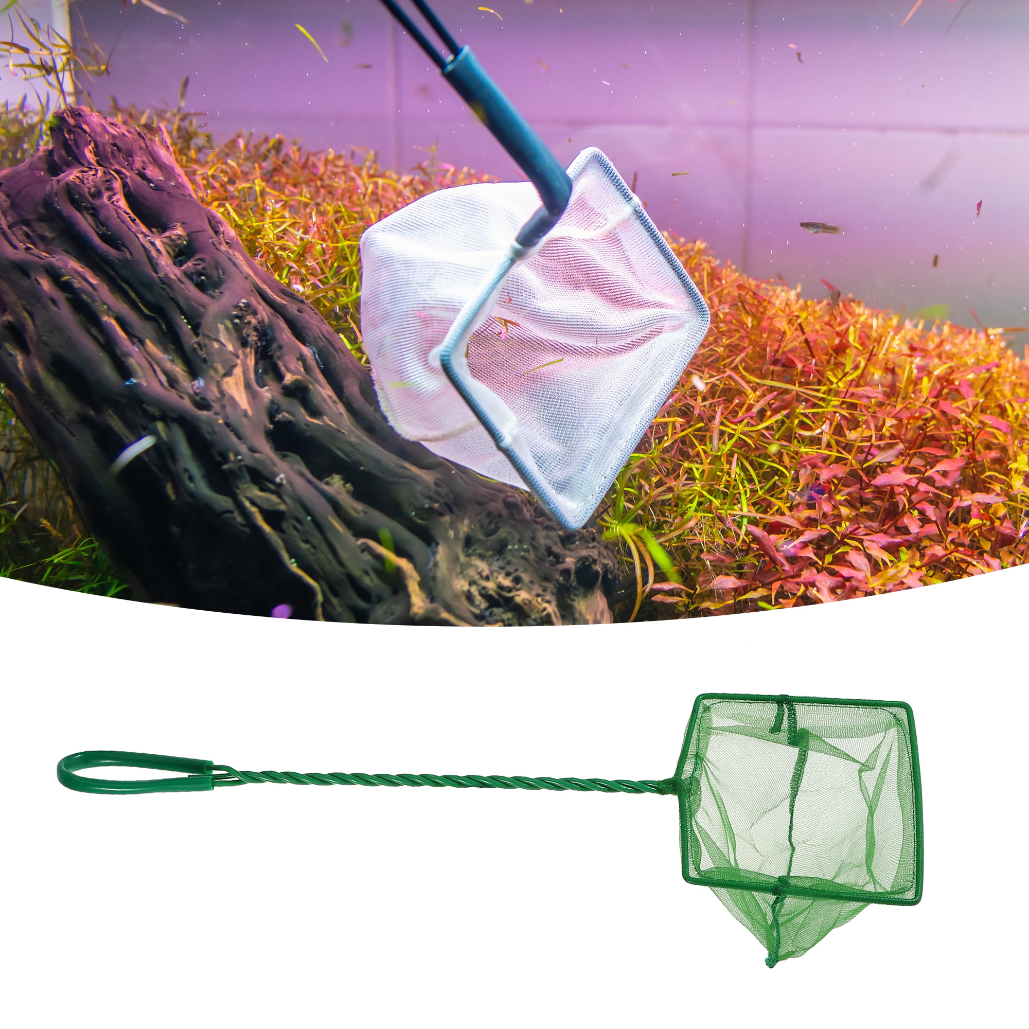 Unique Bargains 3Pcs Aquarium Fish Tank Accessories Small Fish Fine Net Green