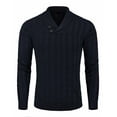 thumbnail image 3 of COOFANDY Men's Shawl Collar Pullover Sweater Slim Fit Casual Button Cable Knit Sweaters, 3 of 10