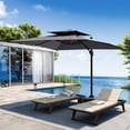 thumbnail image 3 of Pellebant Outdoor 9x11FT Patio Umbrella Cantilever Offset with No Base, Dual Top Dark Gray, 3 of 5