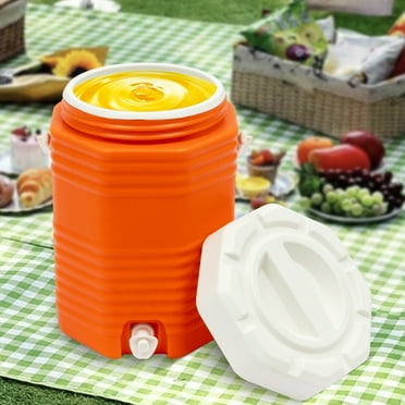 Insulated Beverage Cooler, 2.37 Gal Capacity Portable Sports Cooler Modern Orange Insulated Drink Cooler