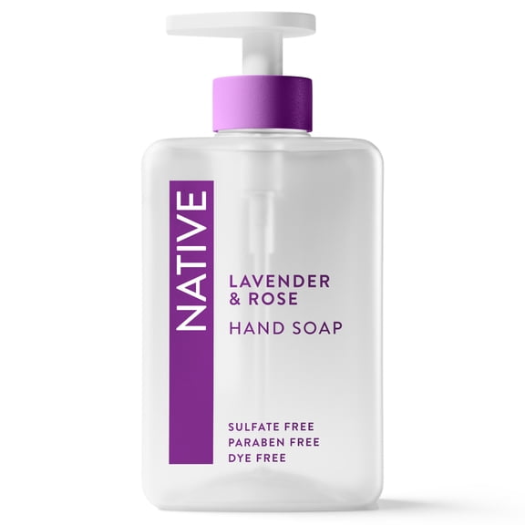 Native Liquid Hand Soap, Lavender & Rose, Non-drying, Naturally Derived Cleansers, Sulfate Free, 13 fl oz
