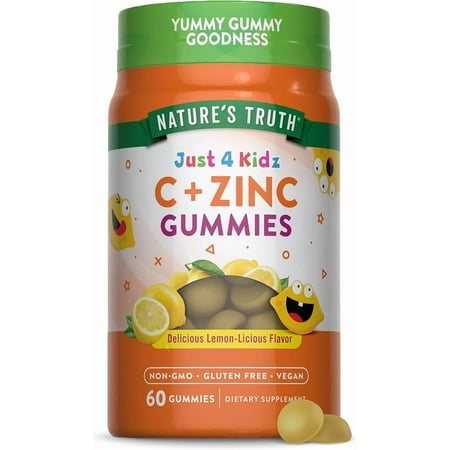 Vitamin C Gummies for Kids | with Zinc | 60 Count | Vegan, Non-GMO & Gluten Free | by Natures Truth