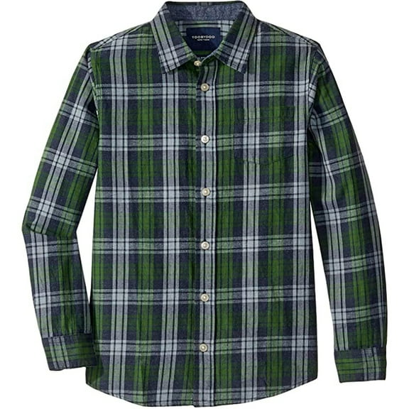 Toobydoo Kid's Plaid Flannel T-Shirt, Green, US 3