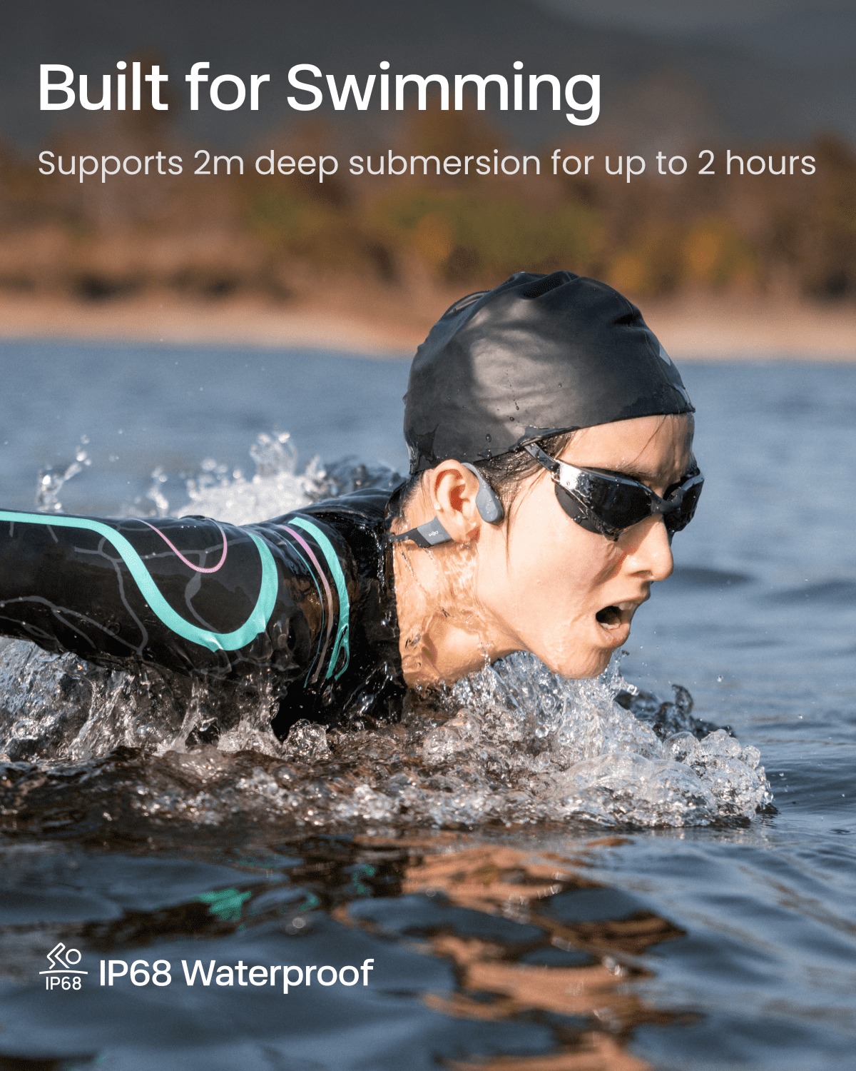 Restored Shokz OpenSwim Pro - Open-Ear Bluetooth Headphones & 32GB MP3 Player, IP68 Waterproof, Bone Conduction Headphones, Running and Swimming, Gray