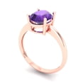 thumbnail image 2 of Solitaire Engagement Ring for Women - 2ct Natural Amethyst in 18K Rose Gold Promise Ring, 2 of 6