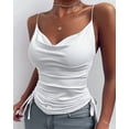 thumbnail image 2 of Women Spaghetti Strap V Neck Camisole Sleeveless Slim Sexy Side Corset Top Drawstring Casual Tank Tops, 2 of 5