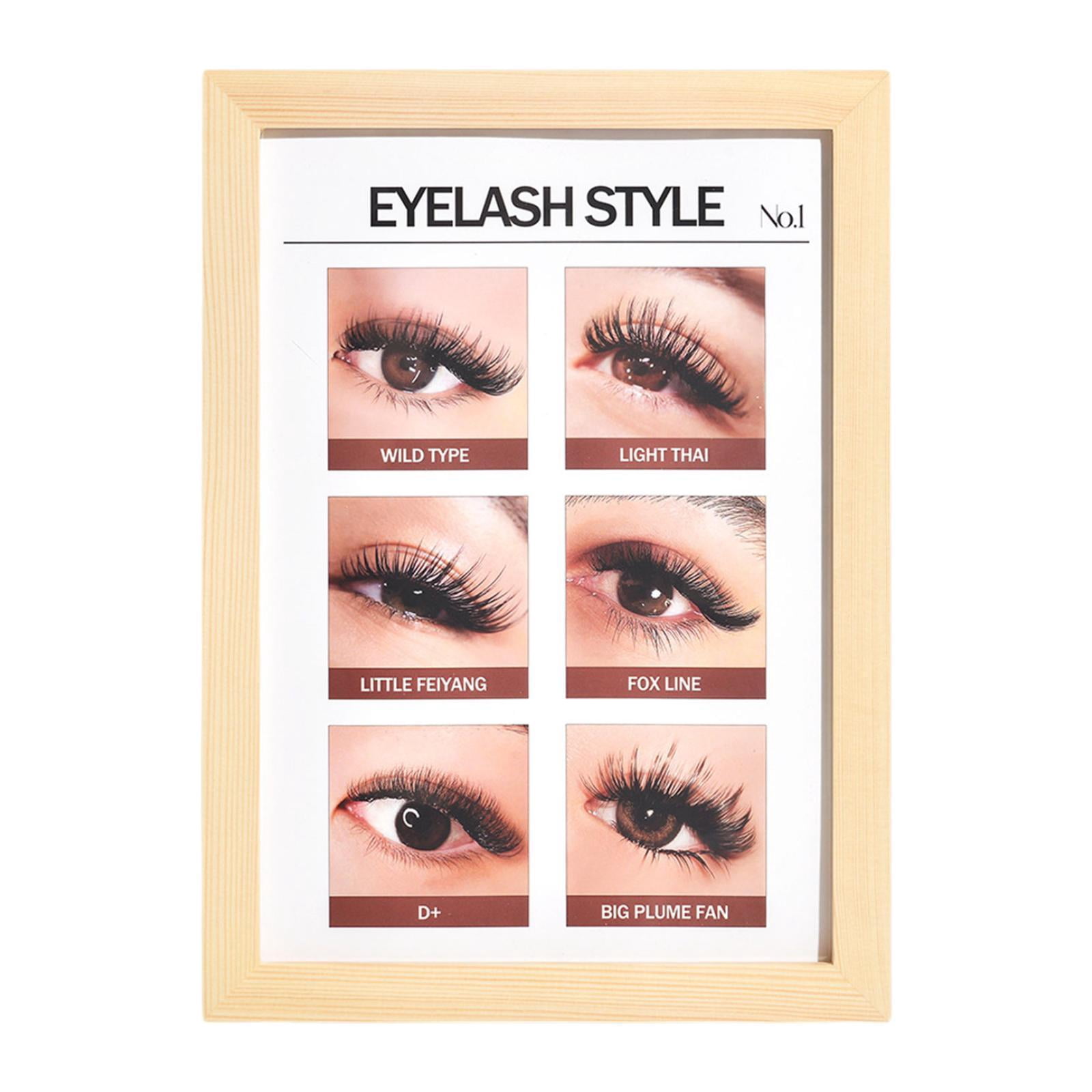 TOOYFUL Lashes Wall Art Eyelash Guide Wooden Frame Walls Decoration Eyelash Wall Decor for Lashes Studios Home Decor C