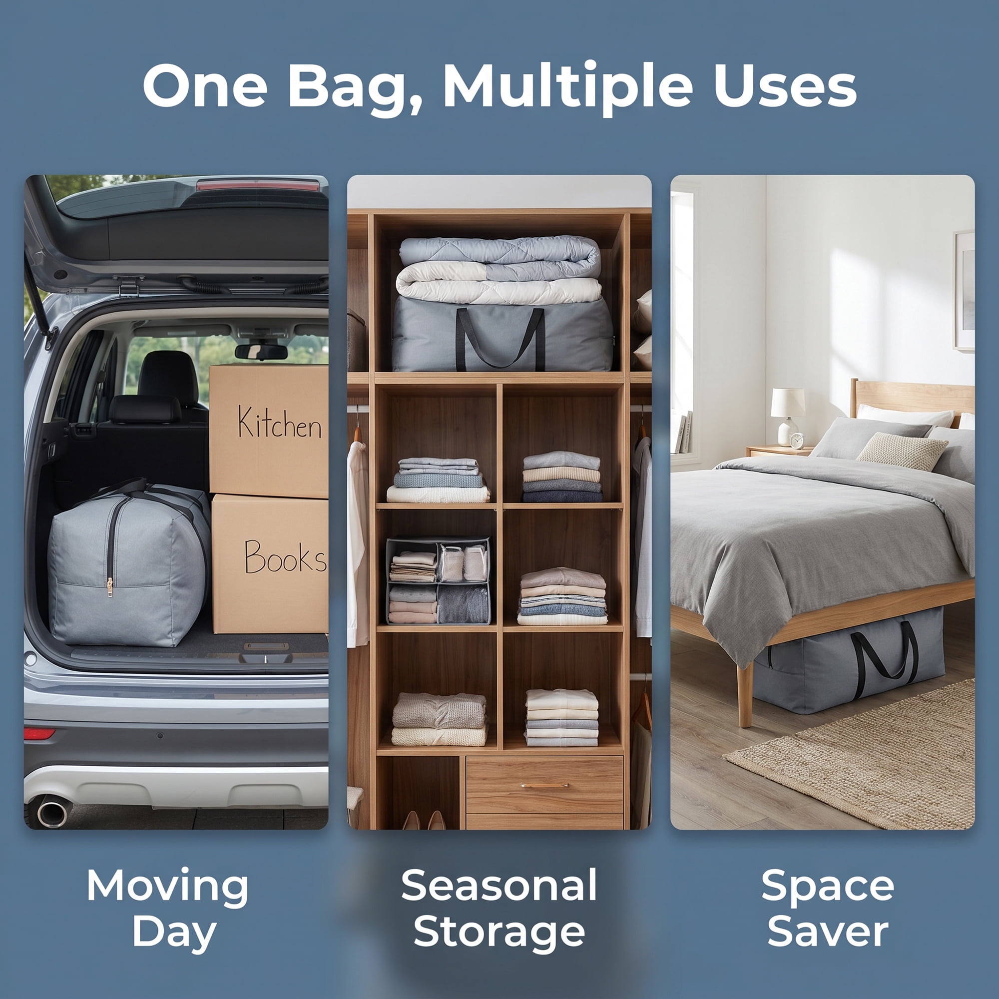 Unique Bargains Zipper Duffel Waterproof Oxford Moving Bag Gray 31.5" x 11.4" x 14.2"