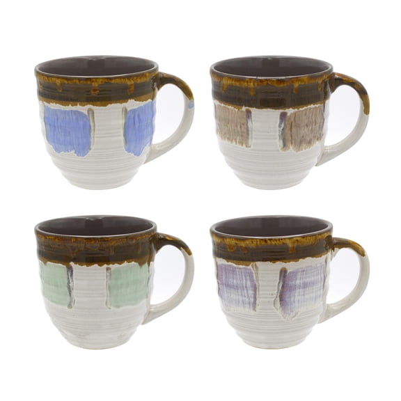 Rockin Gear Mug Large Coffee Mugs Set of 4 Glazed Ceramic Coffee Cups, Beautiful 20 Ounce Kitchen and Home Décor, Great Oversized Gift Mugs Dishwasher Microwave Safe (Set of 4)
