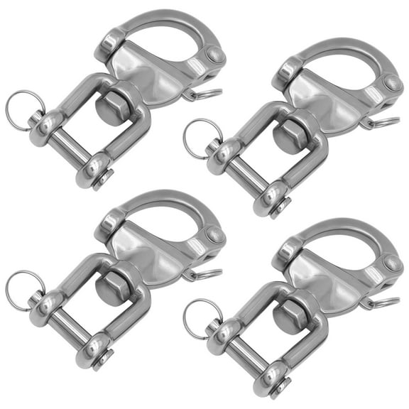 4 Pcs Snap Shackle, 70 mm Clevis Shackle, 316 Stainless Steel Swivel Quick Release Shackle, 992 lbs Capacity, Fork Type, for Marine, Sailing, Boat, Rigging