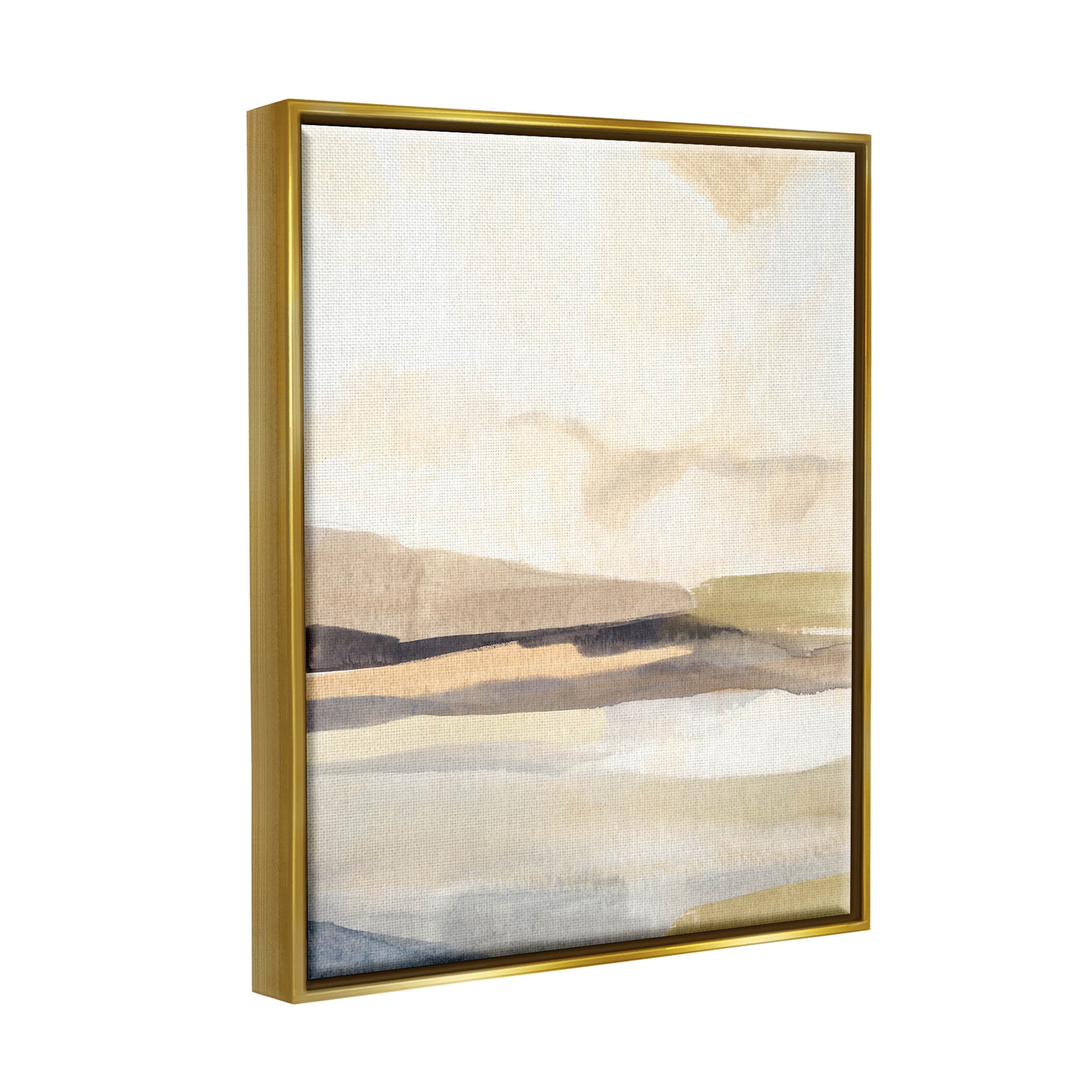 Stupell Industries Rural Nature Horizon Landscape Painting Metallic Gold Floating Framed Canvas Print Wall Art, Design by Annie Warren