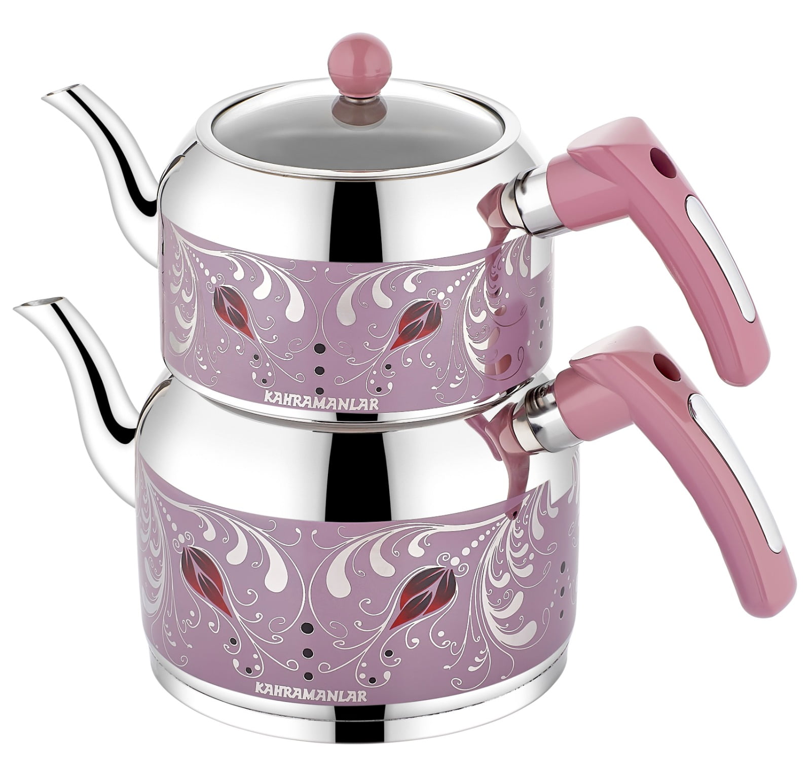 Tulip Stainless Steel, Turkish Teapot for 2 people, 2 qt