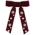 thumbnail image 1 of INSPIRE CHIC Broche de lazo de terciopelo vintage para mujeres, broche de corbata con rhinestones para bodas y fiestas en burdeos, 1 of 5
