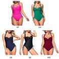 thumbnail image 3 of Trajes de baño de una pieza con control de abdomen para mujer, estilo retro y fruncido., 3 of 5