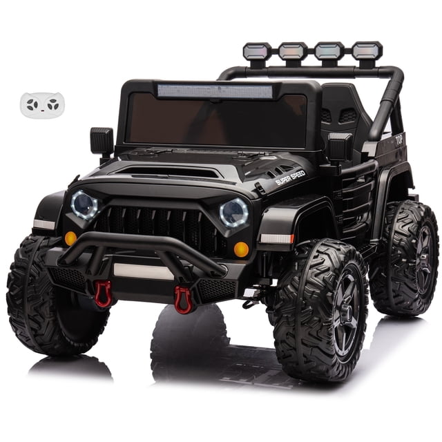VOLTZ TOYS HAVOC 2-Seater Jeep 24V Kids Ride-On Off-Road Truck, Motorized Toy Car Vehicle with Parent Remote Control, High Clearance Open Doors, LED Lights, Black