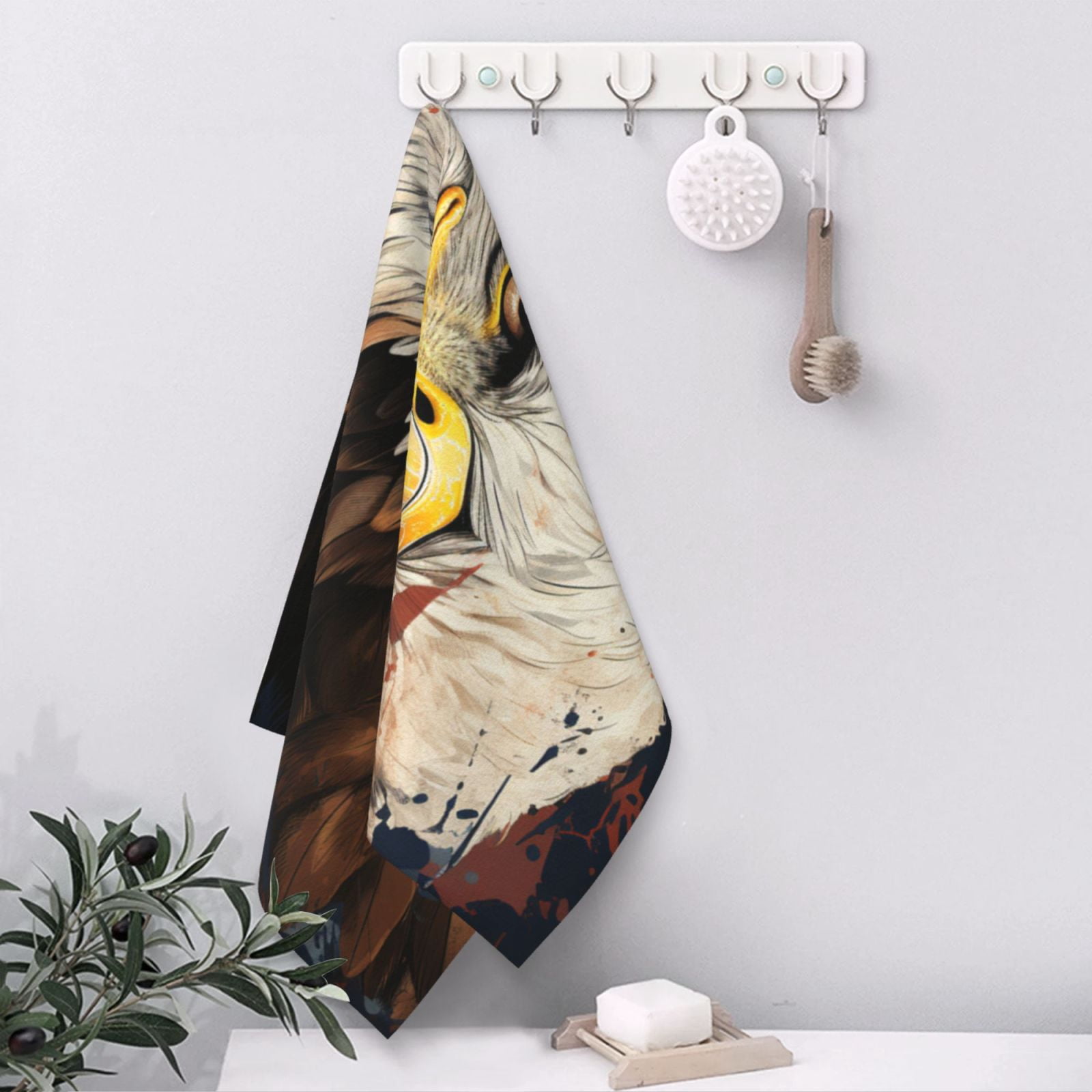 Bald Eagle And American Flag Cool 27.5" x 16" Ultra Soft Hand Towel, Face Wash Cloth for Bathroom, Gym, Travel, Pool