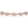 thumbnail image 3 of Gem Stone King 18K Rose Gold Plated Silver Peach Morganite and Lab Grown Diamond Bracelet for Women | 3.65 Cttw | Gemstone October Birthstone | Oval 7X5MM | Fully Adjustable 9 inch, 3 of 6
