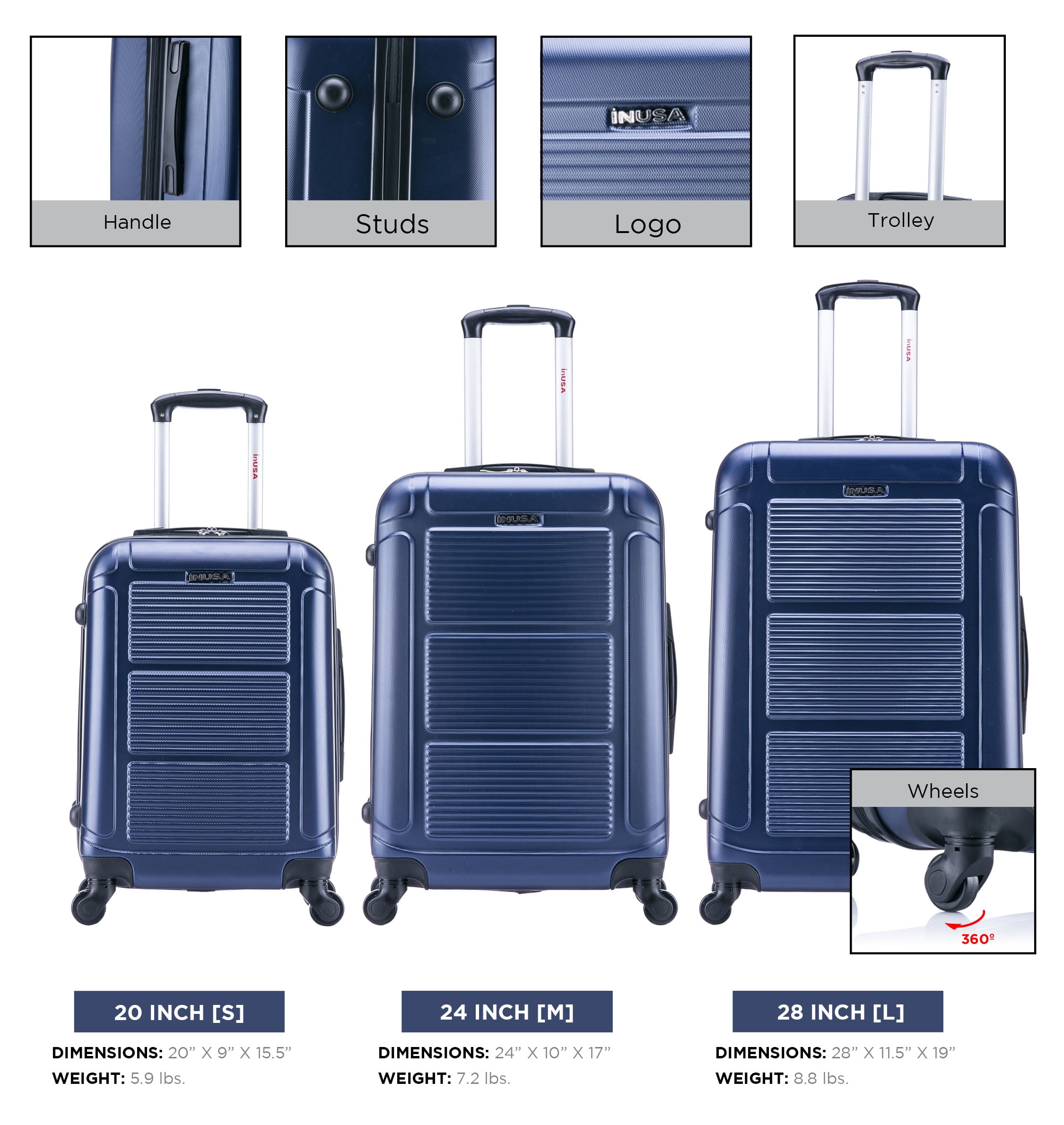 9 inches x 10 inches x 17 inches luggage