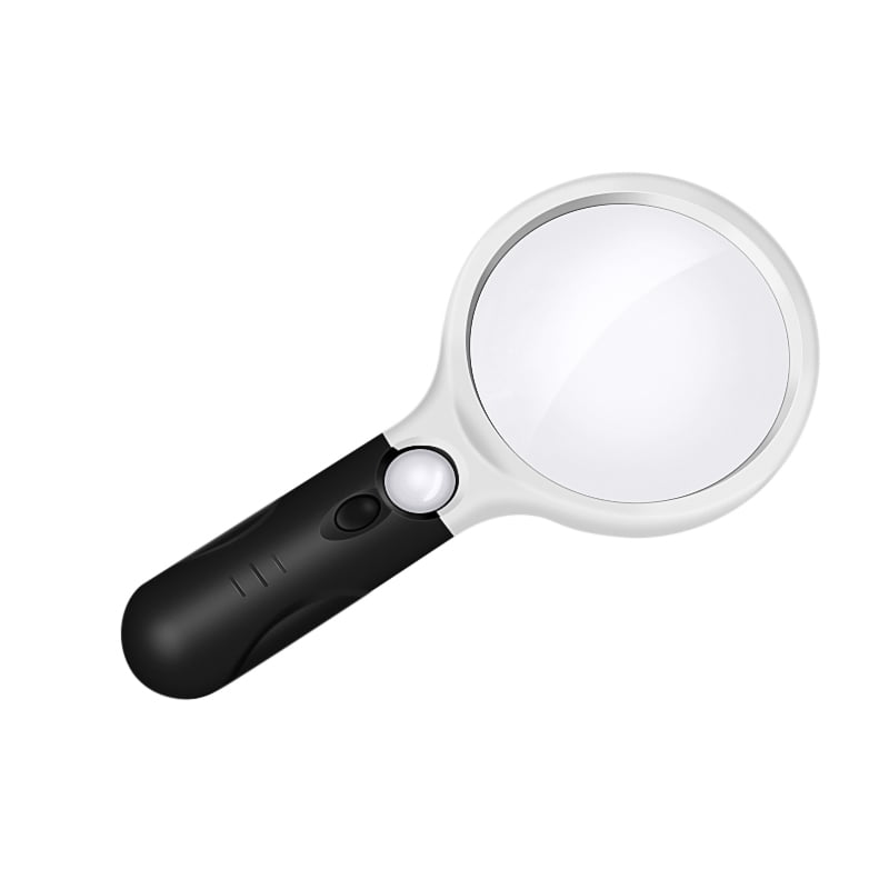 Magnifying Glass With 3 LED Lights 45x & 3x Magnification Wide Round Lens 