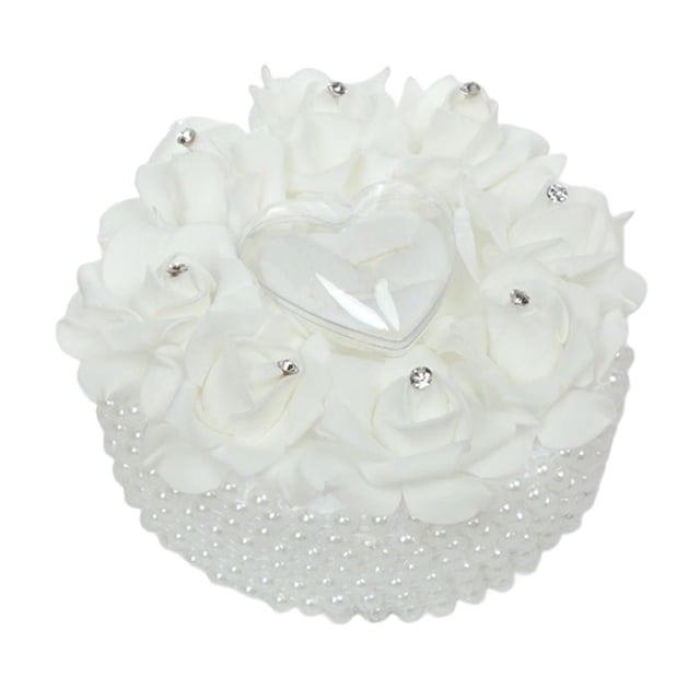 Almohada para anillos de boda, artesanía romántica, forma de pastel de perlas, almohada para ceremonias, regalo Opción 9