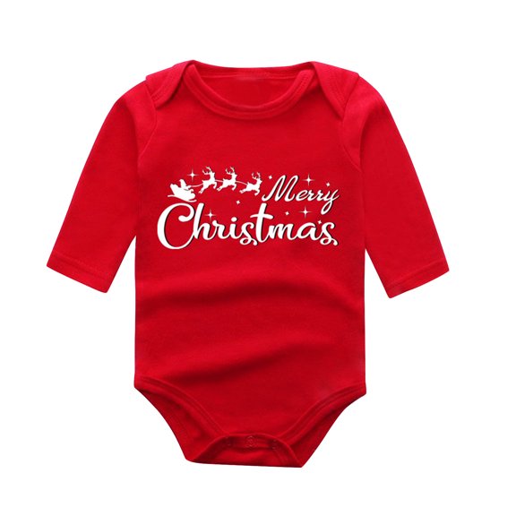 Generic Xmas Baby Boys Girls Letter Cute Long Sleeve Romper Outfit Christmas Clothes Autumn Winter Clothes for Holiday Party Christmas（18-24 Months Red）