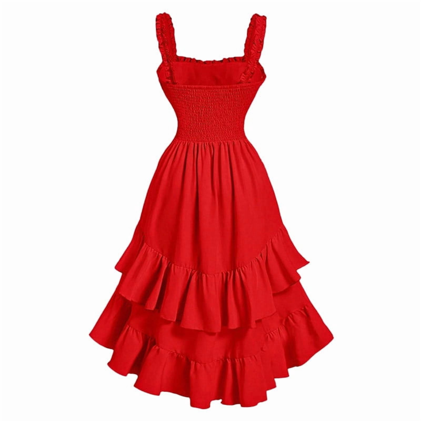 Women's Layered Ruffle Hem Dress Sleeveless Ruched Asymmetrical Long Party Dresses Ruched High Low Midi Dress
