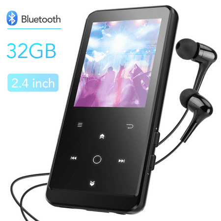 AGPTEK 32GB Bluetooth 4.0 MP3 Player with 2.4 Inch TFT Color Screen, FM/Voice Recorder Lossless Sound Metal Music