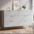 thumbnail image 6 of FURNIWAY Dresser for Bedroom, Fluted Modern Dresser with Gold Pulls and 7 Drawers,Fluted Wood TV Stand for Living Room, Hallwa,White, 6 of 9