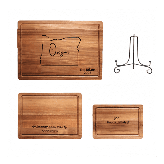 Personalized state-shaped and named date platters, carved wooden cutting boards, custom cheese boards as Valentine's Day gifts wedding, housewarming gifts (Acacia decurrens L17.4X11.8X0.5in)