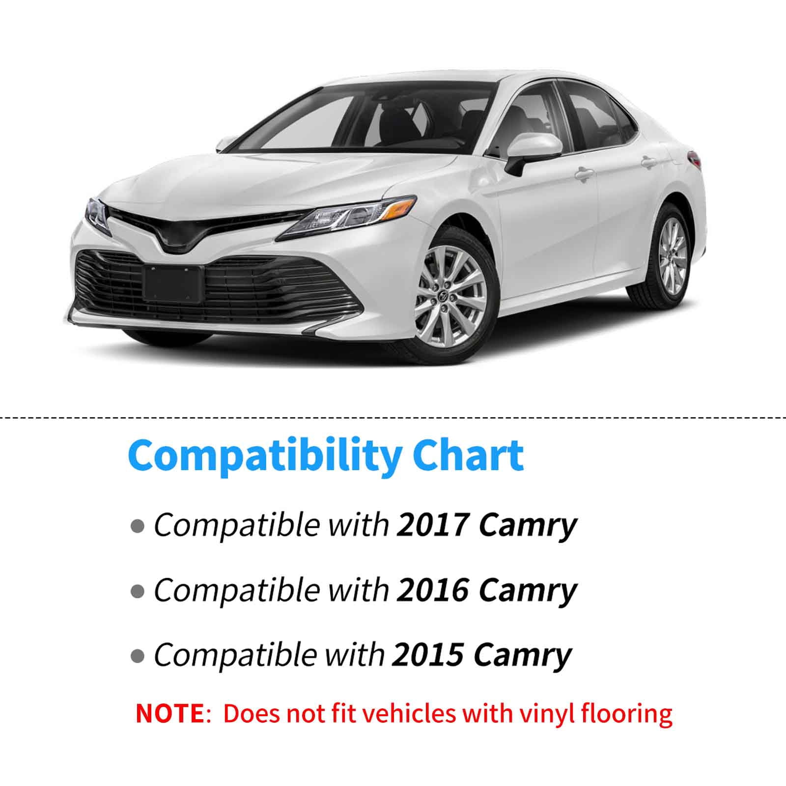 RVNI Floor Mats liner All-Weather for 2015-2017 Toyota Camry Standard Models