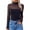 Black, variant on Womens Lace Mesh Sheer Tops Long Sleeve High Neck Shirts Slim Fitted Breathable Going Out Blouses Brown