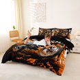thumbnail image 2 of Castle Fairy Graffiti Motocross Duvet Cover Set for Teens, Checkered Flag Splash Bedding Full for Boys Bedroom, Black Orange,Black Reversible,3pcs,No Comforter, 2 of 6
