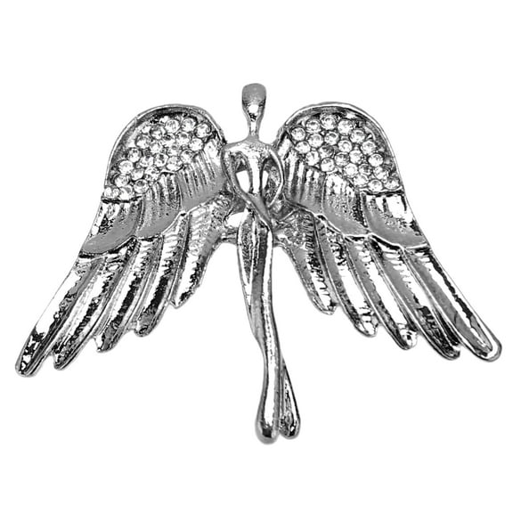 Falleo Clearance Guardian Angel Brooch Pin Crystal Jewelry Lapel Brooch Pins for Women and Men Silver Black