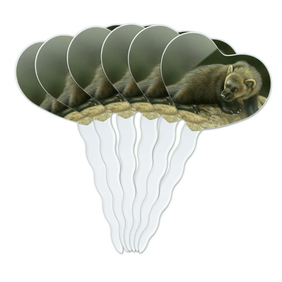 Fisher Cat Heart Love Cupcake Picks Toppers Decoration Set of 6