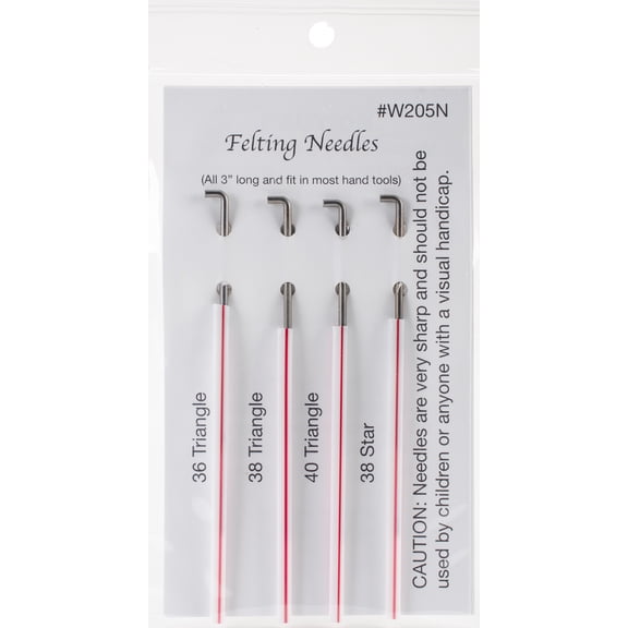 Wistyria Editions Felting Needles 4/PkgSize 36, 38 & 40 Triangle, Size 38 Star