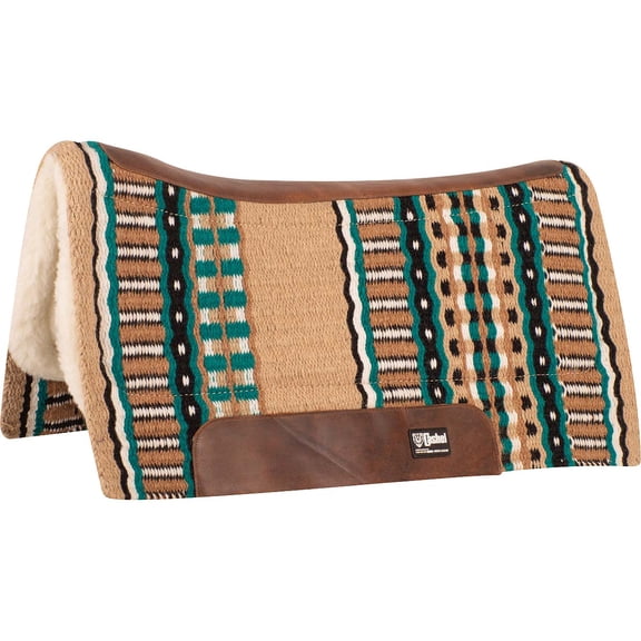 Cashel Blanket Top Performance Saddle Pad - 32x34 - 3/4" Felt Core & Merino Fleece Bottom - Tan/Green