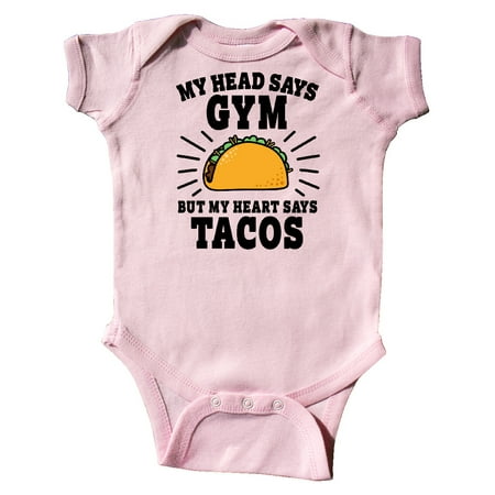 

Inktastic My Head Says Gym But my Heart Says Tacos Gift Baby Boy or Baby Girl Bodysuit