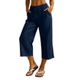 thumbnail image 6 of Posijego Women's Capri Pants Drawstring Elastic Waist Wide Leg Capris Summer Casual Cropped Loose Pants with Pockets S-3XL, 6 of 8