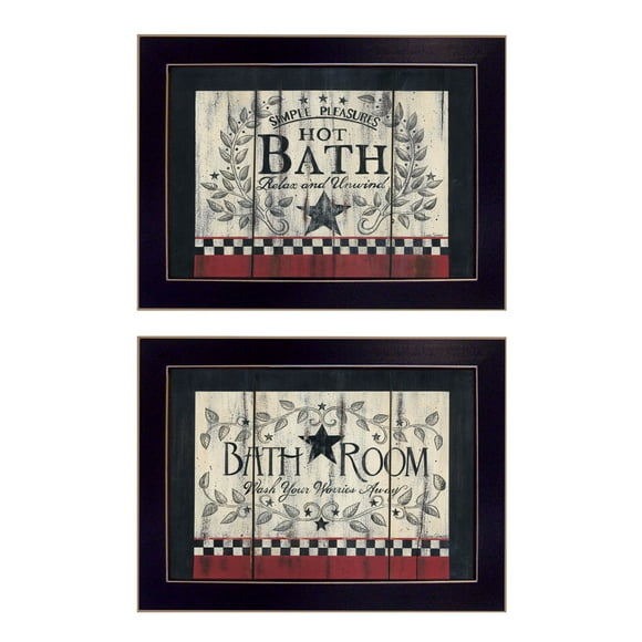 TrendyDecor4U V420-712 "Hot Bath" Vignette 2 Pcs par Linda Spivey, Cadre Noir