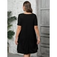 thumbnail image 6 of SHOWMALL Women's Plus Summer Dresses Short Sleeves Casual Midi Dress with Pockets 3X Black, 6 of 7