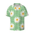 thumbnail image 5 of PAYOHTO Daisy Green Mens Hawaiian Casual Short-sleeved Shirt Tropical Summer Beach Button Down Shirts, 5 of 7